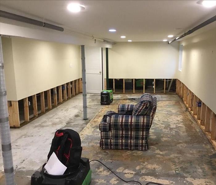 flood cuts in a basement finished